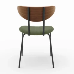 Lot de 2 chaises en velours côtelé vert kaki et dossier en noyer - jade