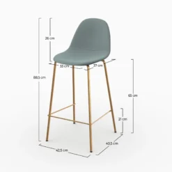 Lot de 2 chaises pour îlot central 65 cm en cuir synthétique vert - henrik