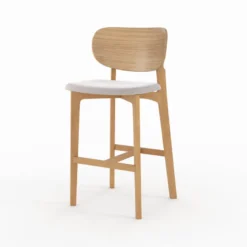 Lot de 2 chaises pour îlot central 66 cm en bois et tissu beige - aria