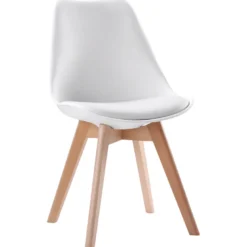 Lot de 4 chaises scandinaves nora blanches avec coussin