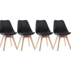 Lot de 4 chaises scandinaves nora noires avec coussin