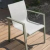 Lot de 2 fauteuils de jardin empilables en alu et toilee - kaki