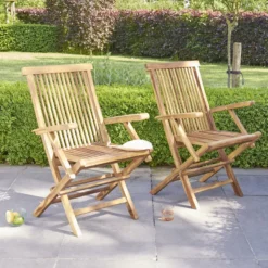 Lot de 2 fauteuils de jardin en teck hui