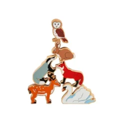 Lot de 6 figurines en bois animaux de la
