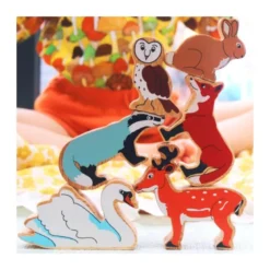 Lot de 6 figurines en bois animaux de la