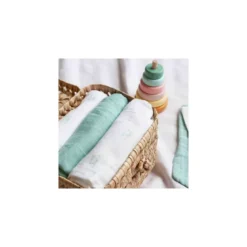 Lot de 3 langes bébé motif chats verde 7