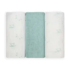Lot de 3 langes bébé motif chats verde 7
