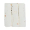 Lot de 3 langes en coton bébé beige 70x7