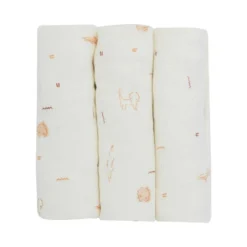 Lot de 3 langes en coton bébé beige 70x7