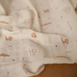 Lot de 3 langes en coton bébé beige 70x7