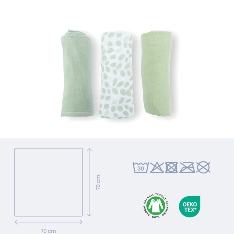 Lot de 3 langes lovely mini leaves green