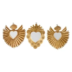 Lot de 3 miroirs métal doré exvoto