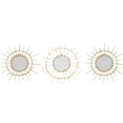 Lot de 3 miroirs rotin d28
