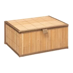 Lot de 3 paniers avec couvercles en bamb