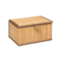 Lot de 3 paniers avec couvercles en bamb