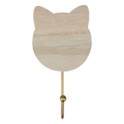 Lot de 3 patères bois chat naturel