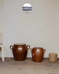Lot de 2 pots en céramique marron n°1017