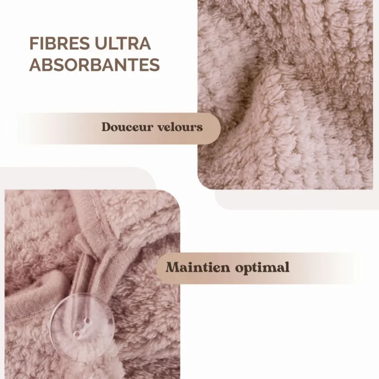 Lot de 3 serviettes microfibres turban