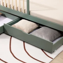 Lot de 2 tiroirs de rangement verts pour lit