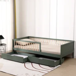 Lot de 2 tiroirs de rangement verts pour lit