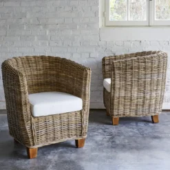Lot 2 fauteuils de jardin kubu naturel