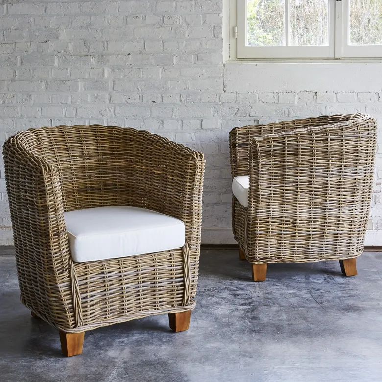 Lot 2 fauteuils de jardin kubu naturel