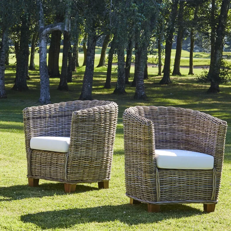 Lot 2 fauteuils de jardin kubu naturel