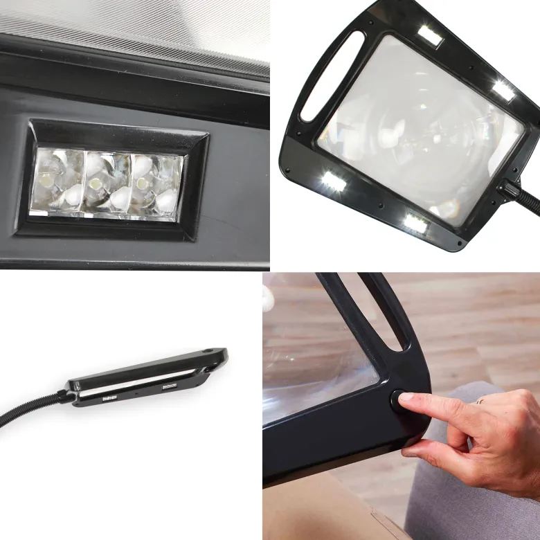 Loupe sur pied lumineuse x5 12 led flexible 100 cm 25,5 x 19 cm