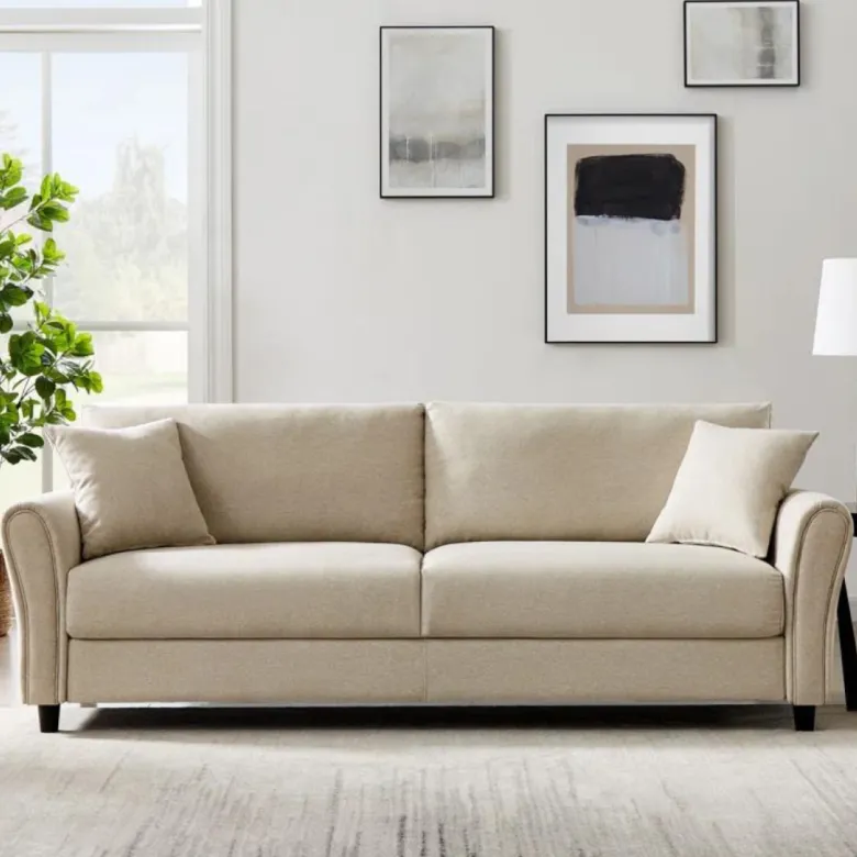 Lucerne canapé 4 places en tissu beige