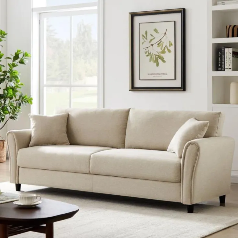 Lucerne canapé 4 places en tissu beige