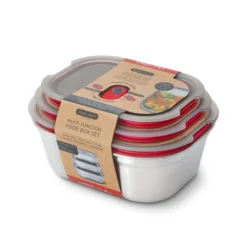 Lunch box en inox micro-ondable set de 3 mix (600-900-1200ml)