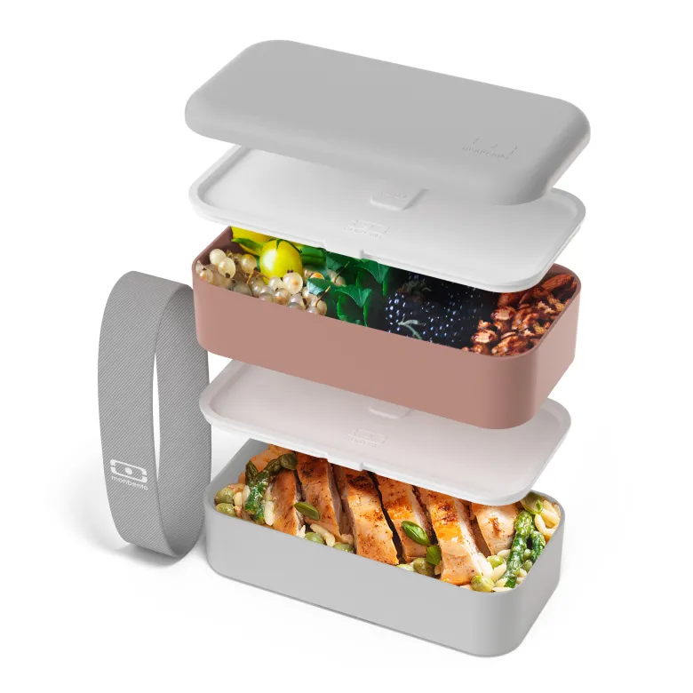 Lunch box rectangle 2x500ml rose gris