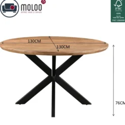 Macy-table à manger ronde 4 personnes 130 cm en bois massif