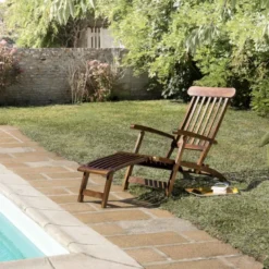 Maeva - chaise longue de jardin en bois teck huilé