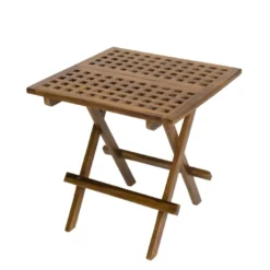 Maeva - table pique nique de jardin carrée 50x50cm bois teck huilé