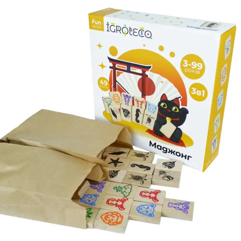 Mahjong jeu en bois 49 pcs