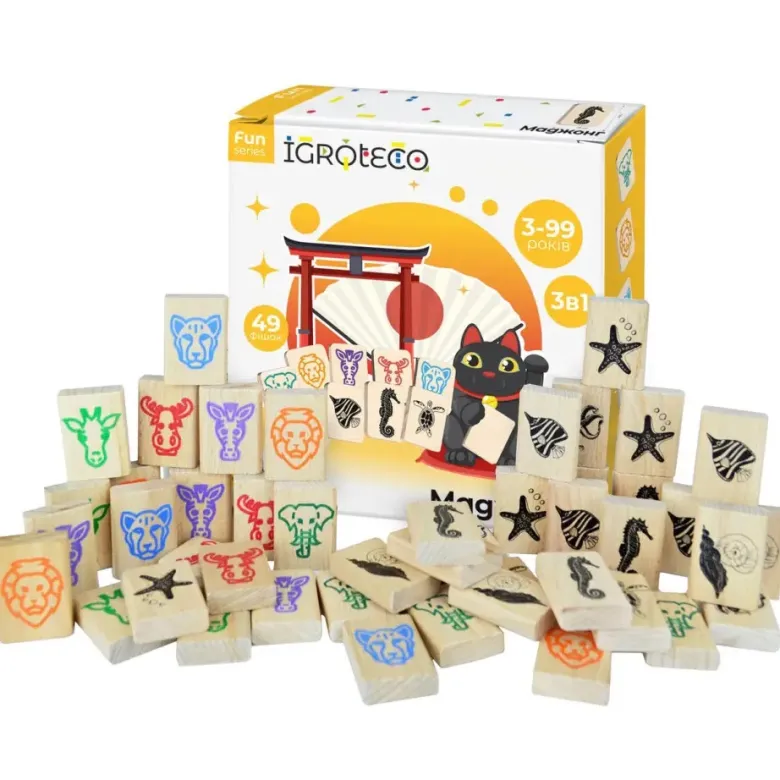 Mahjong jeu en bois 49 pcs