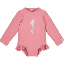 Maillot de bain manches longues 1 pièce à volants dreamy pink (3-4 ans)