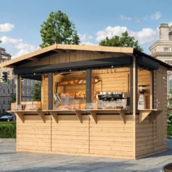Maison de jardin en bois, étal de marché en bois 263 x 336 cm 6 m² - beige