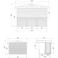 Maison de jardin en bois, étal de marché en bois 263 x 336 cm 6 m² - beige