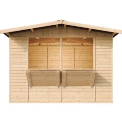 Maison de jardin en bois, étal de marché en bois h232x336x263 cm 6m2 - beige