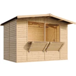 Maison de jardin en bois, étal de marché en bois h232x336x263 cm 6m2 - beige