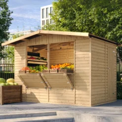 Maison de jardin en bois, étal de marché en bois h232x336x263 cm 6m2 - beige
