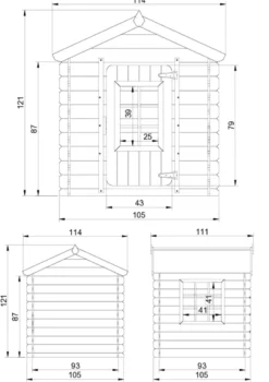 Maison en bois pour enfants -toit rouge- 0.9 m2
