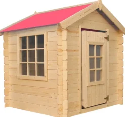 Maison en bois pour enfants -toit rouge- 0.9 m2