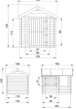 Maison en bois pour enfants - 182x146xh145cm-1.1m2