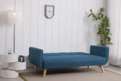 Malmo canapé scandinave convertible 3 places en tissu bleu canard