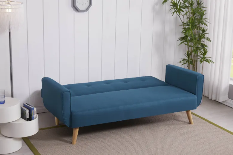 Malmo canapé scandinave convertible 3 places en tissu bleu canard