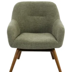 Malmo-fauteuil en bois patiné noyer et tissu trendy sauge