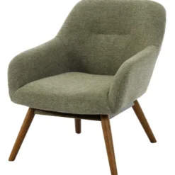 Malmo-fauteuil en bois patiné noyer et tissu trendy sauge